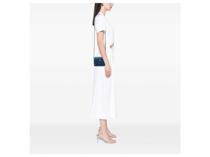 Borsa a tracolla camera case in denim con stampa CC blu Chanel - vista 6