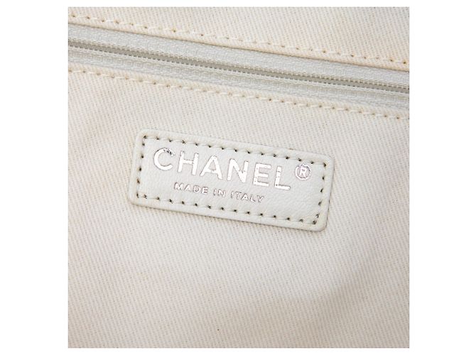 Borsa Shopper Chanel CC in tela a righe blu - vista 5