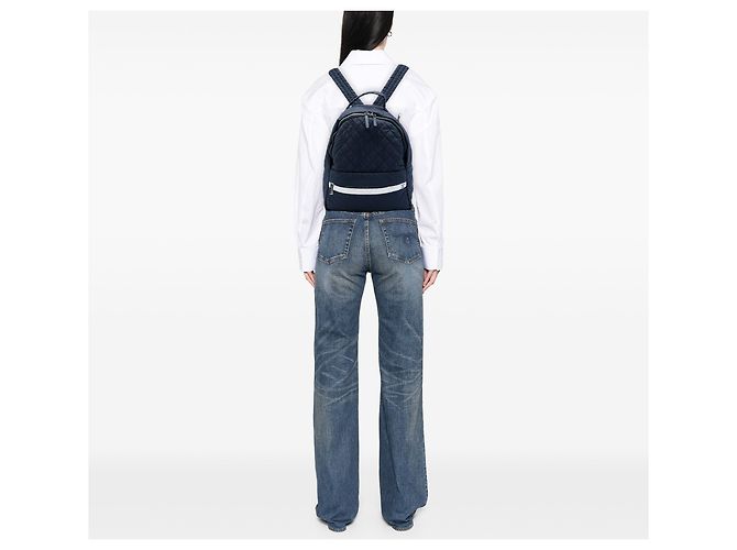 Zaino Blue Chanel CC Quilted Nylon Sport Line - vista 5