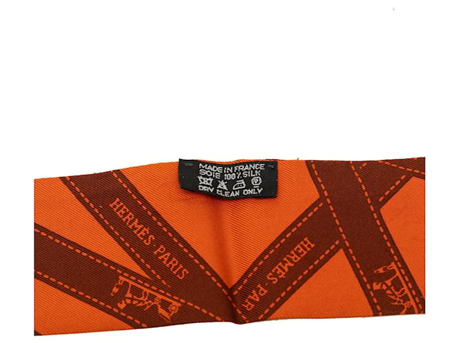 Sciarpa in seta Hermès Bolduc Twilly Arancione - vista 3