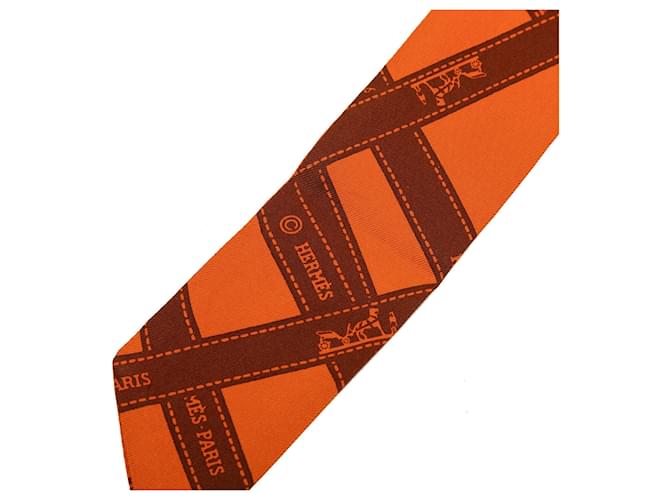 Sciarpa in seta Hermès Bolduc Twilly Arancione - vista 4