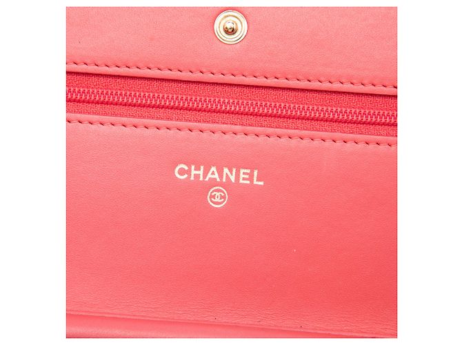 Wallet On Chain Borsa a tracolla con catena Chanel CC Caviar rosa - vista 5