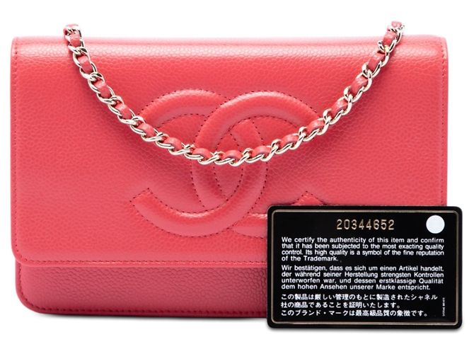 Wallet On Chain Borsa a tracolla con catena Chanel CC Caviar rosa - vista 7