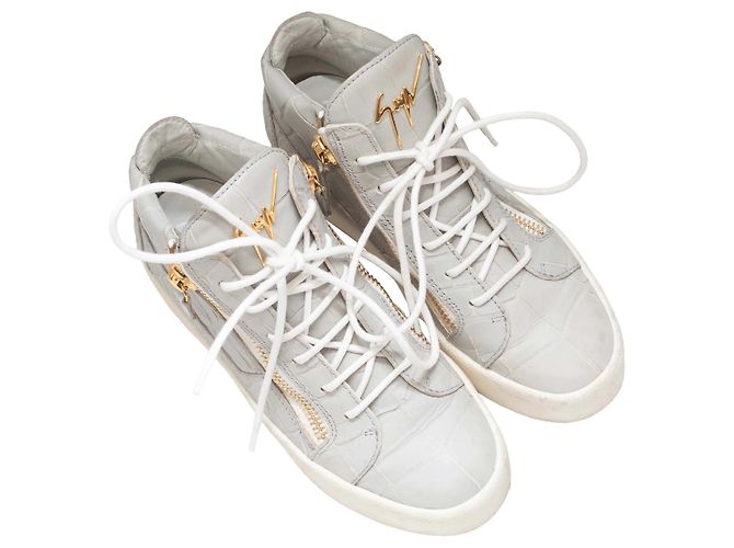 High-Top-Sneaker Giuseppe Zanotti mit Krokoprägung in Grau Größe 37.5 - Ansicht 2