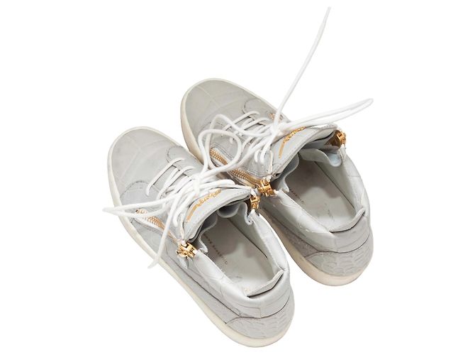 High-Top-Sneaker Giuseppe Zanotti mit Krokoprägung in Grau Größe 37.5 - Ansicht 3