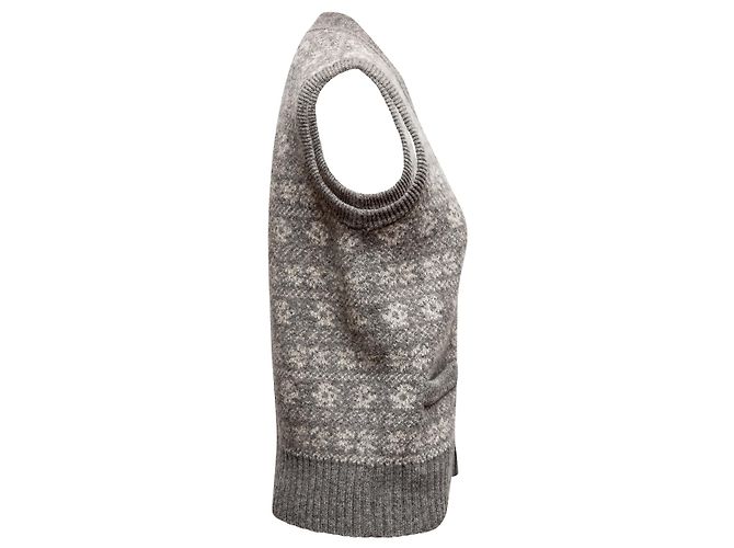 Grey Moncler Wool Patterned Button-Up Vest Size US S - view 2