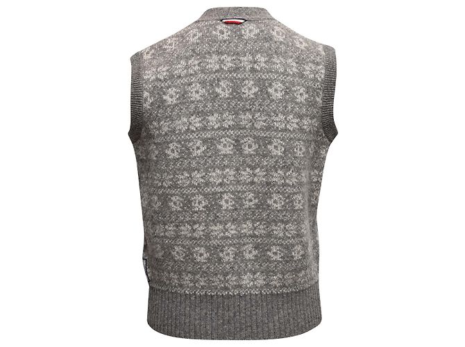 Grey Moncler Wool Patterned Button-Up Vest Size US S - view 3