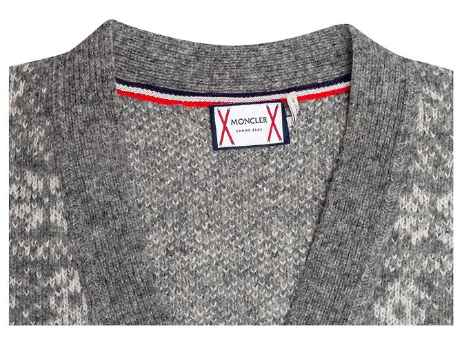 Grey Moncler Wool Patterned Button-Up Vest Size US S - view 4