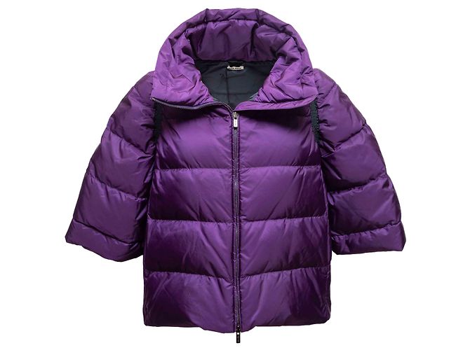 Giacca puffer viola Miu Miu Primavera/Estate 2014 a maniche tre quarti Taglia IT 46 - vista 2