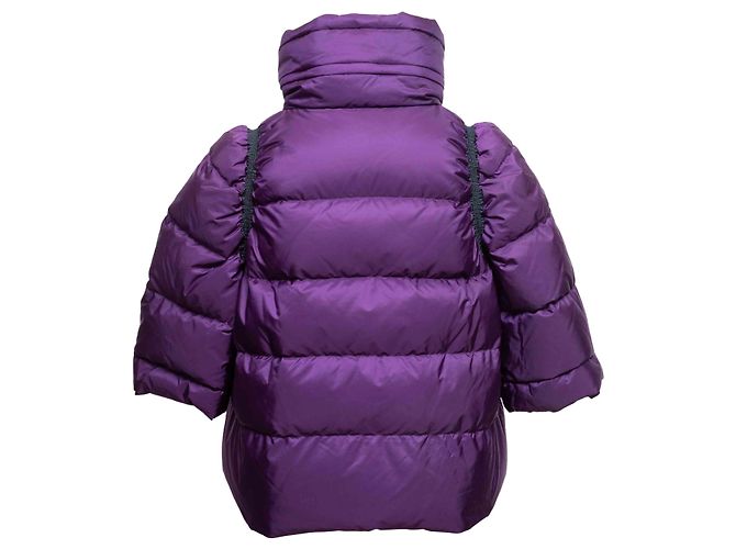 Giacca puffer viola Miu Miu Primavera/Estate 2014 a maniche tre quarti Taglia IT 46 - vista 4