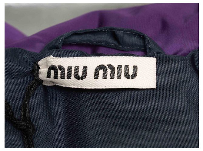 Giacca puffer viola Miu Miu Primavera/Estate 2014 a maniche tre quarti Taglia IT 46 - vista 5