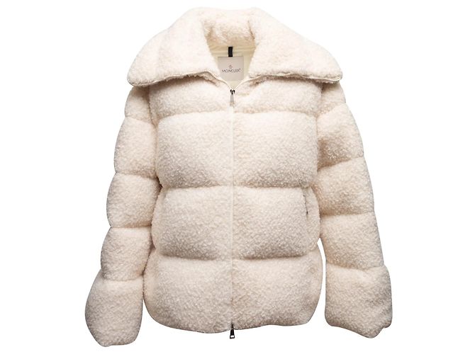 Moncler Sherpa Down Puffer Steppjacke Farbe Creme Designer Größe 5 Weiß - Ansicht 2