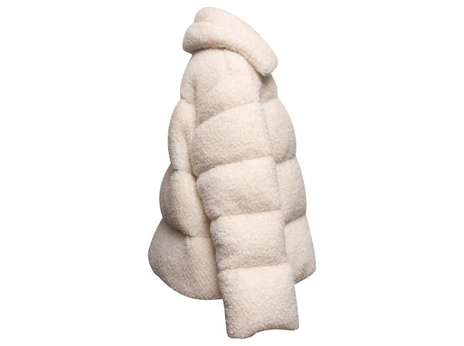 Moncler Sherpa Down Puffer Steppjacke Farbe Creme Designer Größe 5 Weiß - Ansicht 3