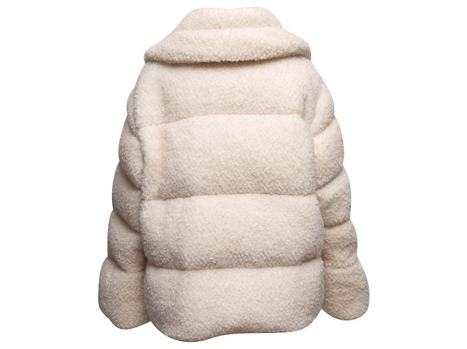 Moncler Sherpa Down Puffer Steppjacke Farbe Creme Designer Größe 5 Weiß - Ansicht 4