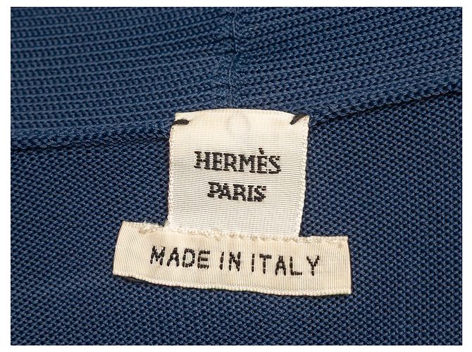 Hermès Top trasparente a maniche lunghe con scollo a V blu navy Hermes Taglia FR 38 - vista 5