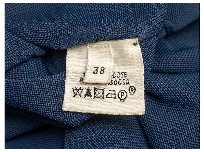 Hermès Top trasparente a maniche lunghe con scollo a V blu navy Hermes Taglia FR 38 - vista 6