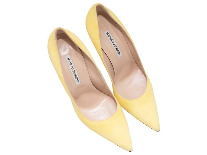 Décolleté a punta in scamosciato giallo chiaro Manolo Blahnik Taglia 39 - vista 2
