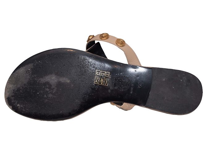 Beige Versace Medusa Head Leder-Riemchen-Sandalen Größe 37 - Ansicht 5