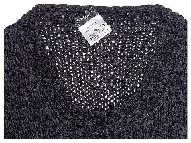 Black Chanel Fall/Winter 2008 Knit Silk Jacket Size FR 46 - view 6