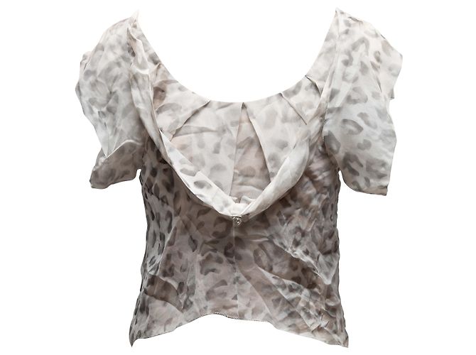 Blusa de estampado de leopardo Zac Posen Primavera 2009 Gris Talla US S - vista 3