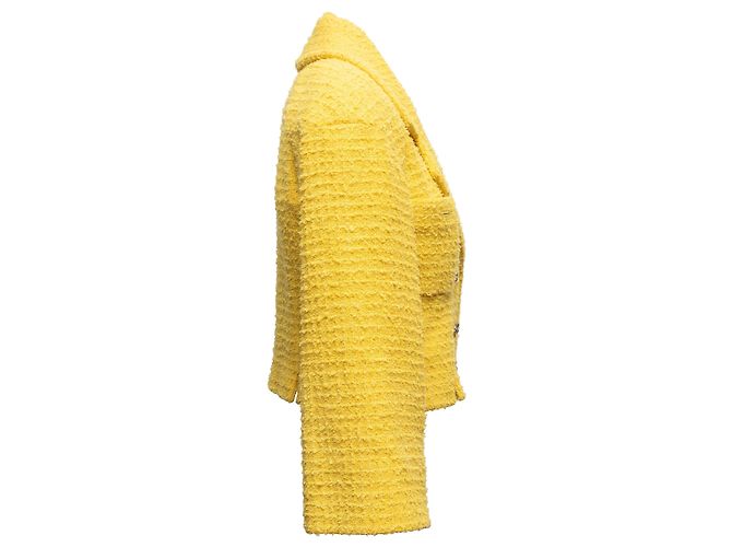 Blazer cruzado de tweed de algodón amarillo Chanel Talla FR 34 - vista 3