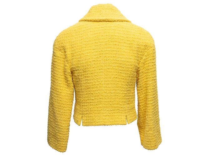 Blazer cruzado de tweed de algodón amarillo Chanel Talla FR 34 - vista 4