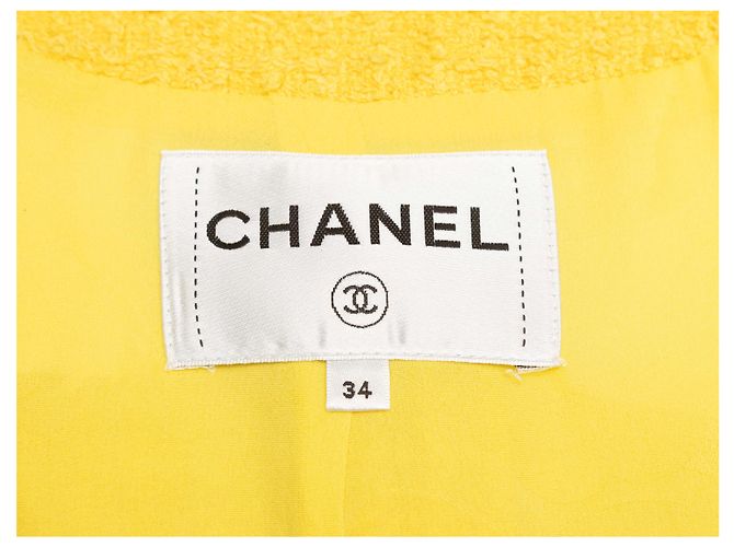 Blazer cruzado de tweed de algodón amarillo Chanel Talla FR 34 - vista 5
