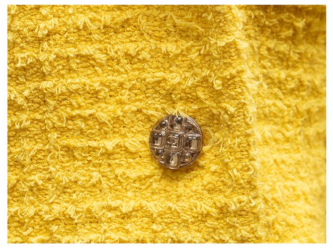 Blazer cruzado de tweed de algodón amarillo Chanel Talla FR 34 - vista 7