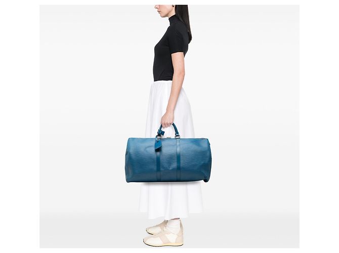 Borsa da viaggio Blue Louis Vuitton Epi Keepall 55 - vista 6