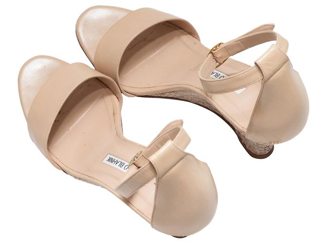 Sandales à talons compensés avec bride à la cheville Manolo Blahnik beige Taille 38.5 - vue 3