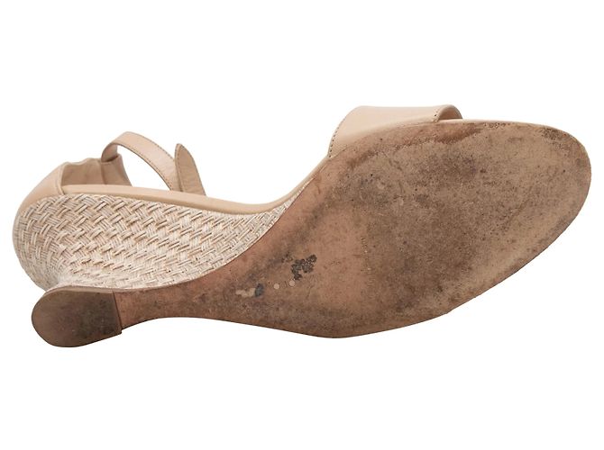 Sandales à talons compensés avec bride à la cheville Manolo Blahnik beige Taille 38.5 - vue 5