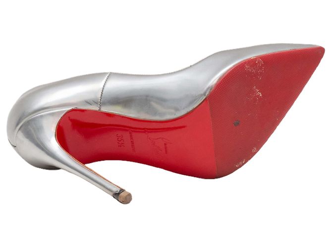 Décolleté a punta metallizzate argento Christian Louboutin Taglia 35.5 - vista 5