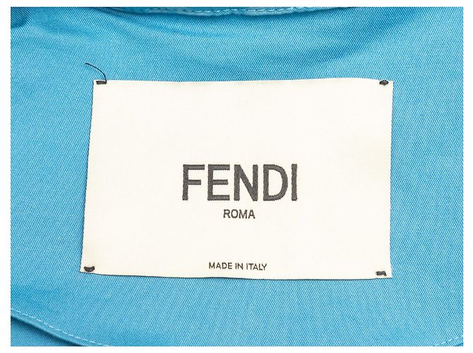 Camicia a maniche corte in nylon blu Fendi con stampa Zucca e bottoni Size IT 36 - vista 5