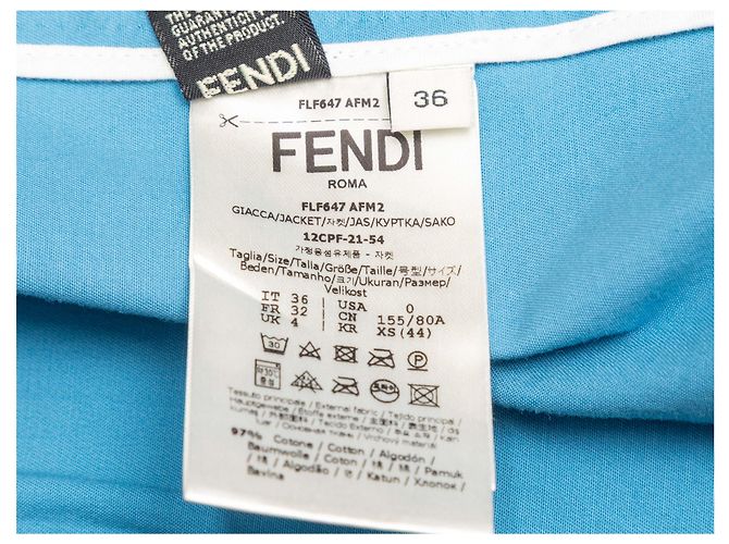 Camicia a maniche corte in nylon blu Fendi con stampa Zucca e bottoni Size IT 36 - vista 6