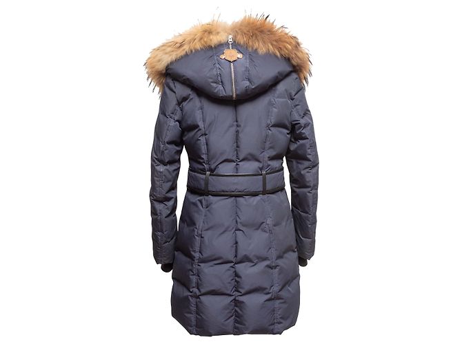 Abrigo puffer con capucha y ribete de pelo Mackage azul marino y marrón Talla US M - vista 4