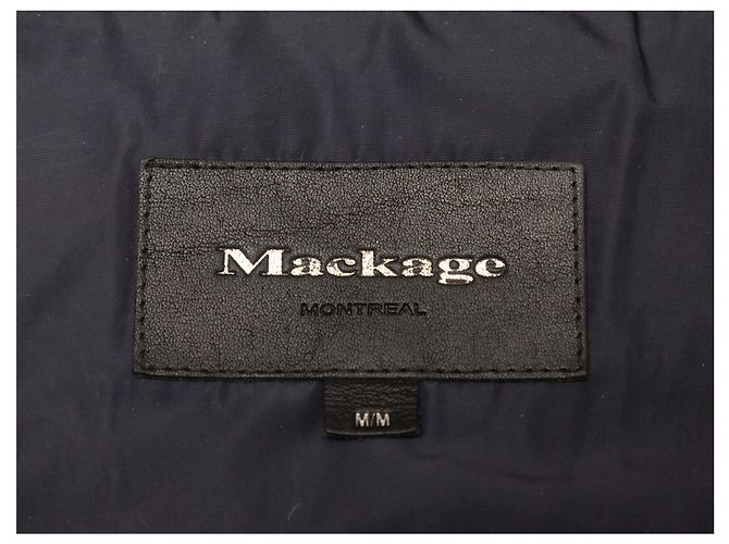 Abrigo puffer con capucha y ribete de pelo Mackage azul marino y marrón Talla US M - vista 5