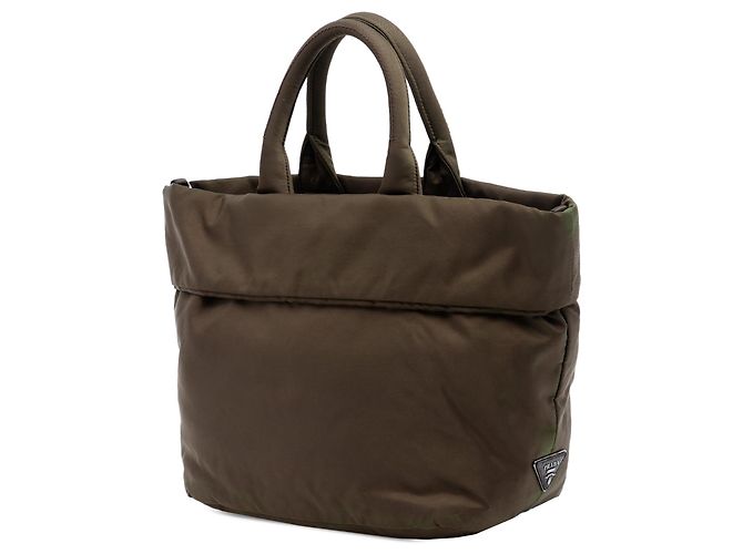 Borsa Satchel Reversibile in Tessuto Marrone Prada - vista 2