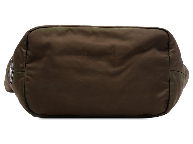 Borsa Satchel Reversibile in Tessuto Marrone Prada - vista 3
