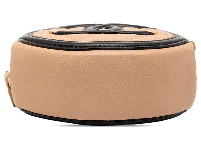 Borsa a tracolla rotonda Chanel Caviar CC Filigree beige - vista 3