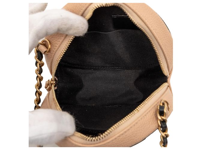 Borsa a tracolla rotonda Chanel Caviar CC Filigree beige - vista 4