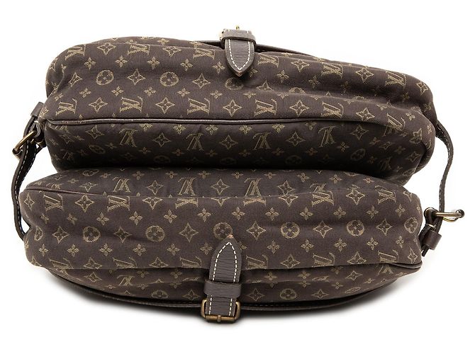 Borsa a tracolla Louis Vuitton Monogram Mini Lin Saumur 30 marrone - vista 3