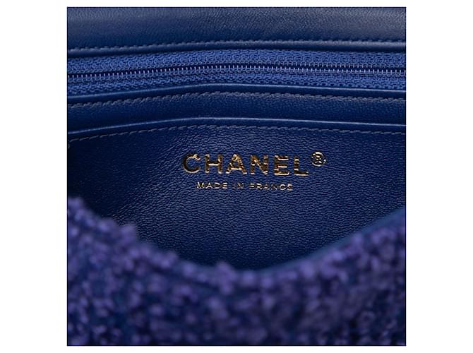 Borsa a tracolla Chanel Mini Rectangular Classic Tweed Single Flap Blu - vista 5