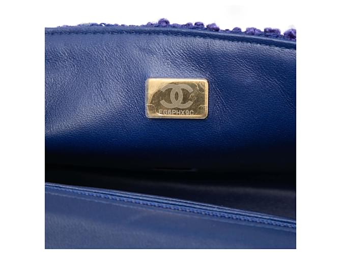 Borsa a tracolla Chanel Mini Rectangular Classic Tweed Single Flap Blu - vista 6