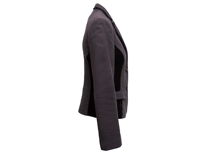 Autre Marque Blazer Roberto Cavalli Charcoal & Black avec bordure en velours Taille US S Gris - vue 2