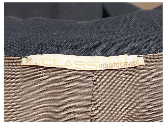 Autre Marque Blazer Roberto Cavalli Charcoal & Black avec bordure en velours Taille US S Gris - vue 5