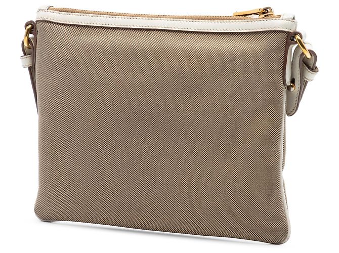 Bow Borsa a tracolla Prada Canapa in tela marrone con logo e fiocco - vista 2