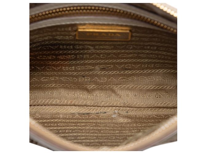 Bow Borsa a tracolla Prada Canapa in tela marrone con logo e fiocco - vista 4