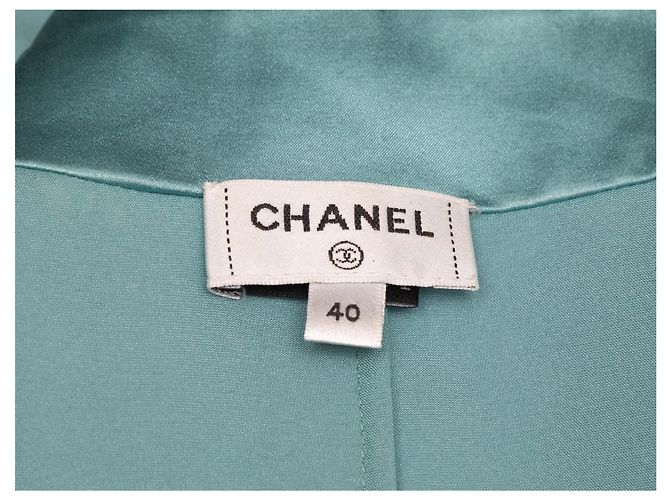 Designers Remix Blusa de seda de manga larga con botones Aqua Chanel Talla FR 40 - vista 5