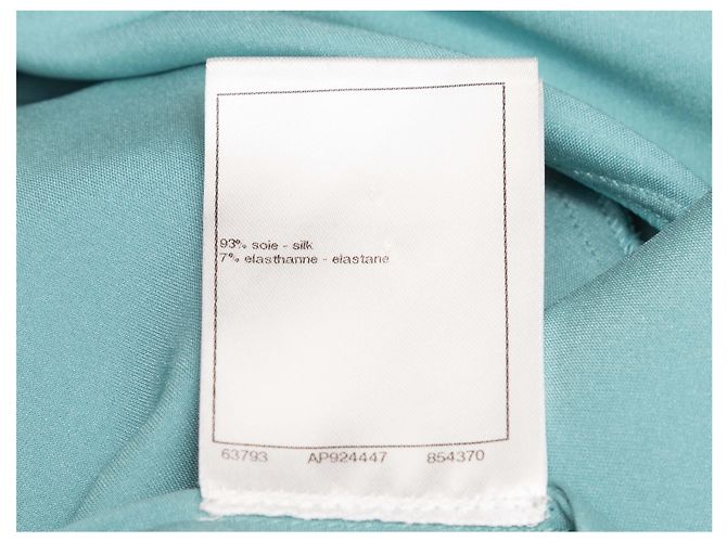 Designers Remix Blusa de seda de manga larga con botones Aqua Chanel Talla FR 40 - vista 6