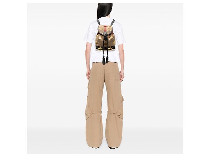 Zaino Burberry Mega Check Canvas Star Sequin Marrone - vista 7